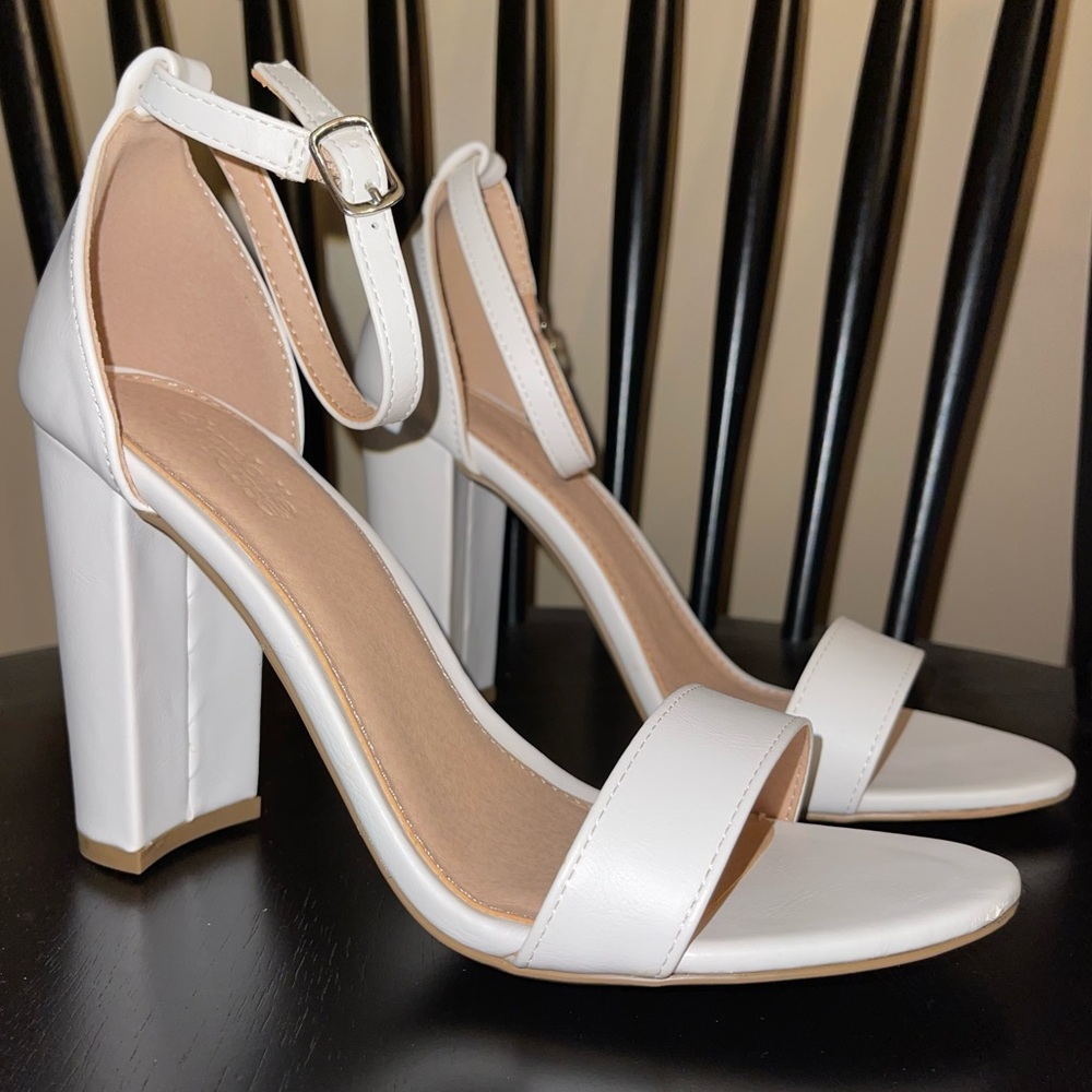 NEW! White high heeled sandal! Never worn